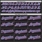 Personalized Light Blue Black Pink Pinstripe Unisex Softball Jersey - Custom Two-Button Design Personalized Black Pink Pinstripe