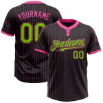 Custom Team Softball Jersey Personalized Black Pink Pinstripe Neon Green Two-Button Unisex Name & Number Personalized Black