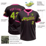 Custom Team Softball Jersey Personalized Black Pink Pinstripe Neon Green Two-Button Unisex Name & Number Personalized Black