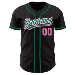 Personalized Black Pink Pinstripe Baseball Jersey in Pink and Kelly Green Personalized Black Pink Pinstripe Pink-Kelly Green