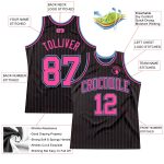 Personalized Black and Pink Pinstripe Basketball Jersey in Light Blue Personalized Black Pink Pinstripe Pink-Light Blue Basketball