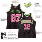 Personalized Pink Neon Green Black Pinstripe Basketball Jersey with Custom Name and Number - Authentic Team Gear Personalized