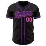 Custom Black Pink Pinstripe Baseball Jersey with Personalized Name and Number - Authentic Team Apparel Personalized Black