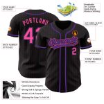 Custom Black Pink Pinstripe Baseball Jersey with Personalized Name and Number - Authentic Team Apparel Personalized Black