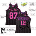 Custom Name Number Personalized Black Pink Pinstripe Basketball Jersey - Authentic Team Apparel Personalized Black Pink Pinstripe