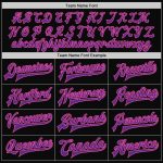 Personalized Black Pink Pinstripe Varsity Jacket Full-Snap Bomber Coat Personalized Black Pink Pinstripe Purple Bomber Full-Snap