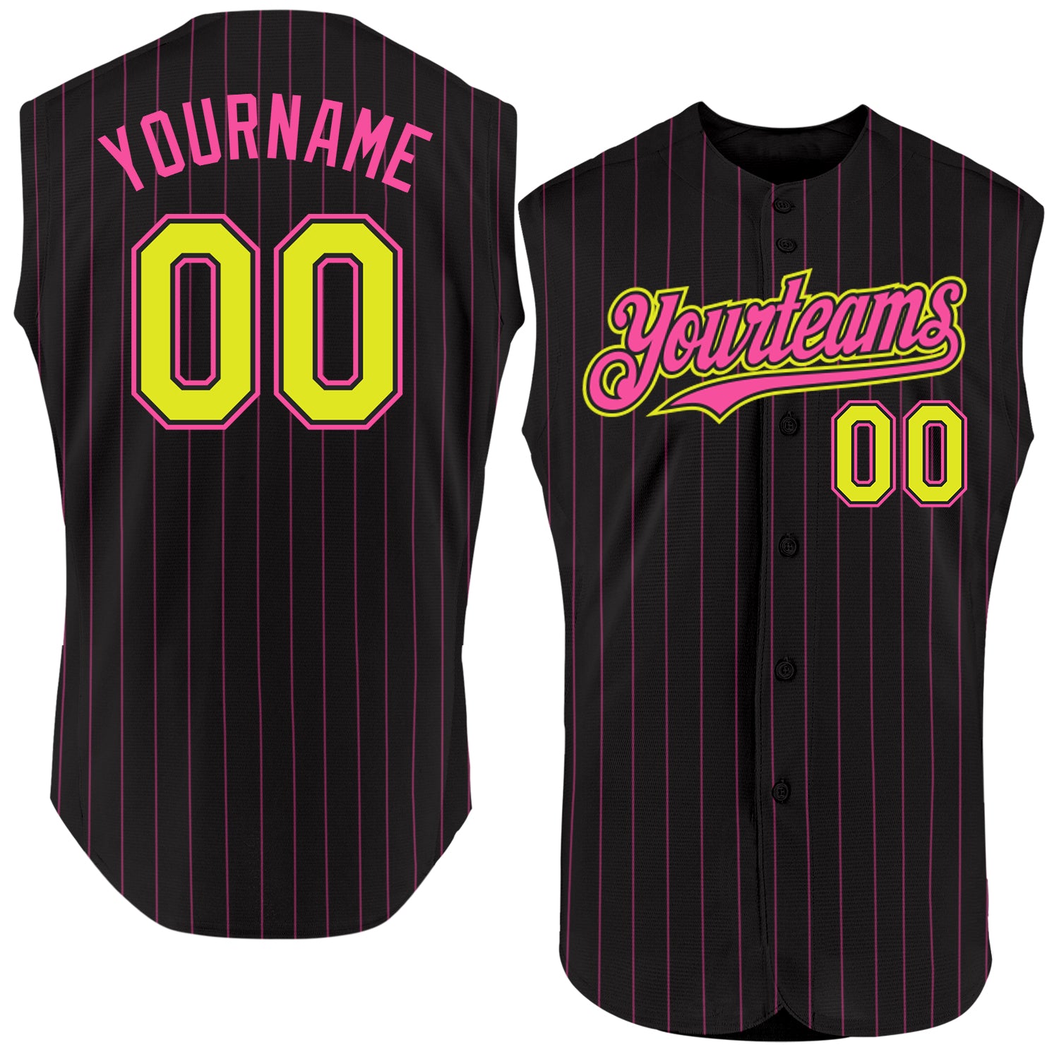 Personalized Black Pink Pinstripe Purple Sleeveless Jersey for Women - Baseball Jersey Personalized Black Pink Pinstripe