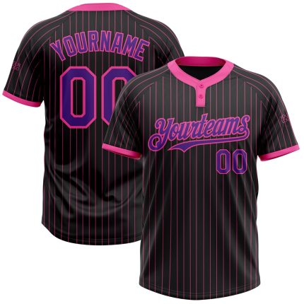 Personalized Custom Name and Number Black Pink Pinstripe Purple Unisex Softball Jersey Personalized Black Pink Pinstripe