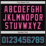 Personalized Teal Black Pink Pinstripe Varsity Letterman Bomber Jacket Full-Snap Personalized Black Pink Pinstripe Teal Bomber
