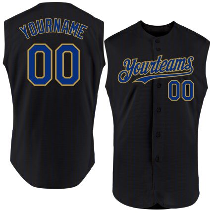 Custom Name and Number Personalized Black Pinstripe Sleeveless Baseball Jersey - Authentic Team Apparel Personalized Black