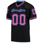 Custom Name and Number Personalized Black Pink-Powder Blue Football Jersey - Authentic Throwback Mesh Team Jersey Personalized