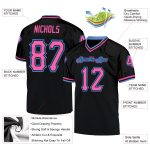 Custom Name and Number Personalized Black Pink-Powder Blue Football Jersey - Authentic Throwback Mesh Team Jersey Personalized
