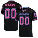 Personalized Black Pink Powder Blue Mesh Football Jersey - Throwback Style Personalized Black Pink-Powder Blue Mesh Throwback