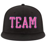 Personalized Adjustable Snapback Hat in Black and Pink-Powder Blue Style Personalized Black Pink-Powder Blue Stitched Adjustable