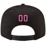 Custom Adjustable Snapback Hat with Personalized Name and Number in Black and Pink Powder Blue Personalized Black Pink-Powder