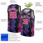 Custom 3D Geometric Shapes Basketball Jersey in Black Pink-Purple Personalized Black Pink-Purple 3D Geometric Shapes Basketball