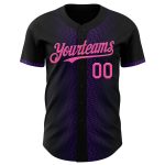 Custom Name Number Baseball Jersey - Personalized Black Pink Purple 3D Geometric Pattern Design Personalized Black Pink-Purple