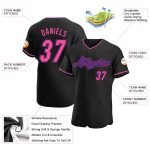 Custom Personalized Baseball Jersey - Black Pink Purple Authentic Team Name and Number Personalized Black Pink-Purple Authentic