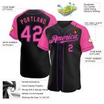 Custom Name and Number Personalized Black Pink Purple Baseball Jersey - Authentic Raglan Sleeves Team Apparel Personalized