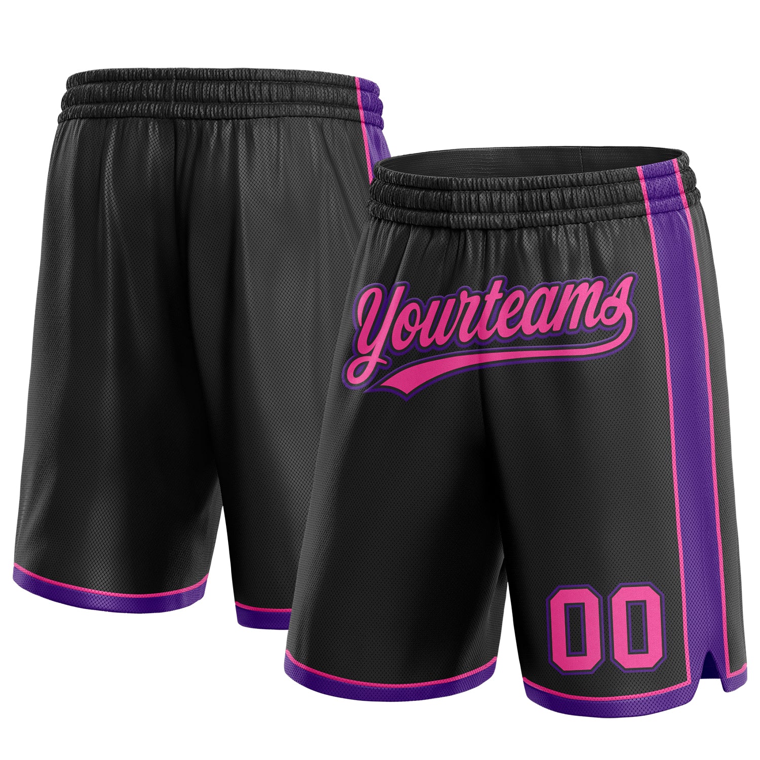Personalized Basketball Shorts in Black and Pink-Purple Colors Personalized Black Pink-Purple Basketball Shorts