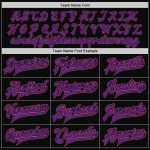 Personalized Black Pink Purple Varsity Letterman Bomber Jacket Full-Snap Personalized Black Pink-Purple Bomber Full-Snap