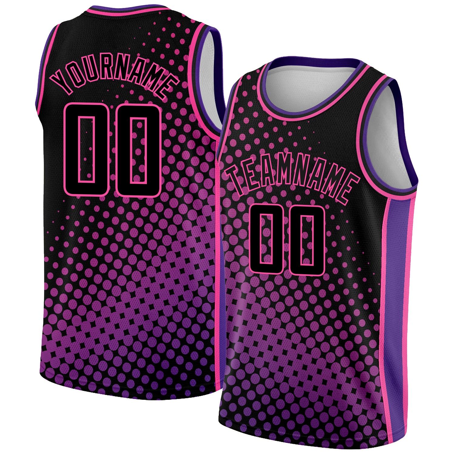 Personalized Black Pink Purple Halftone Basketball Jersey - City Edition Personalized Black Pink-Purple Halftone City Edition