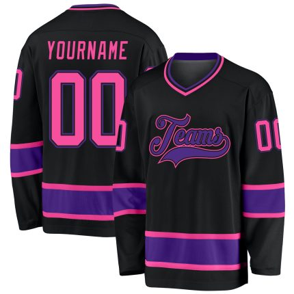 Custom Black Pink Purple Hockey Jersey - Personalized Sports Apparel Personalized Black Pink-Purple Hockey Jersey
