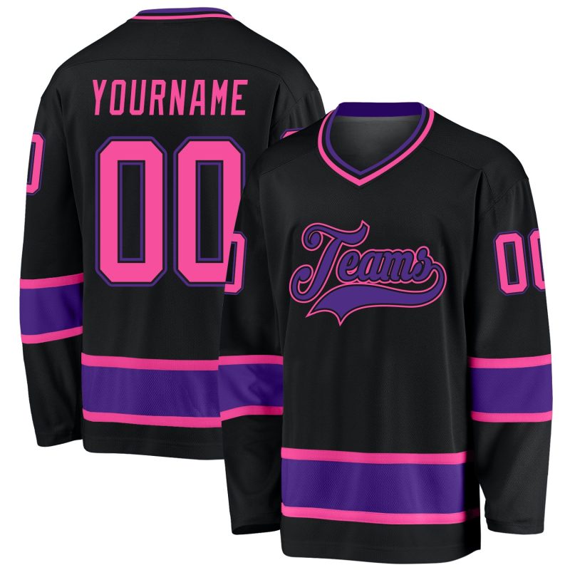 Custom Black Pink Purple Hockey Jersey - Personalized Sports Apparel Personalized Black Pink-Purple Hockey Jersey
