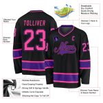 Custom Name and Number Hockey Jersey - Personalized Black Pink-Purple Team Jersey Personalized Black Pink-Purple Hockey Jersey