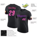 Custom Name and Number Performance T-Shirt - Black Pink-Purple Personalized Team Shirt Personalized Black Pink-Purple Performance