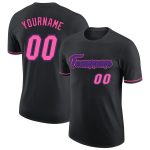 Custom Name and Number Performance T-Shirt - Black Pink-Purple Personalized Team Shirt Personalized Black Pink-Purple Performance