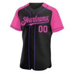 Personalized Black Pink Purple Baseball Jersey with Raglan Sleeves Personalized Black Pink-Purple Raglan Sleeves Baseball
