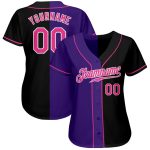 Personalized Black Pink Purple Split Baseball Jersey Fashion Apparel Personalized Black Pink-Purple Split Fashion Baseball