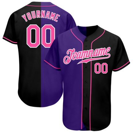 Personalized Black Pink Purple Split Baseball Jersey Fashion Apparel Personalized Black Pink-Purple Split Fashion Baseball