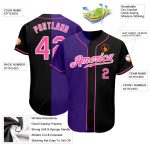 Personalized Black Pink Purple Split Baseball Jersey Fashion Apparel Personalized Black Pink-Purple Split Fashion Baseball