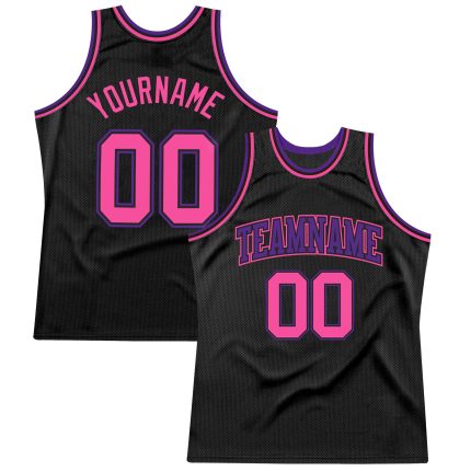Personalized Black Pink Purple Basketball Jersey | Custom Retro Sports Jersey Personalized Black Pink-Purple Throwback Basketball