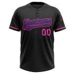 Custom Unisex Softball Jersey in Black Pink-Purple, Two-Button Design for Ultimate Comfort and Style Personalized Black Pink-Purple