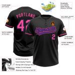 Custom Unisex Softball Jersey in Black Pink-Purple, Two-Button Design for Ultimate Comfort and Style Personalized Black Pink-Purple