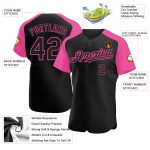 Personalized Black Pink Baseball Jersey with Raglan Sleeves - Custom Sportswear Personalized Black Pink Raglan Sleeves Baseball