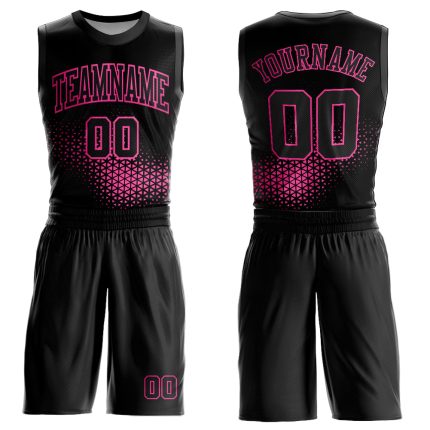 Personalized Black Pink Basketball Jersey Suit - Round Neck Sublimation Design 2 Personalized Black Pink Round Neck Sublimation