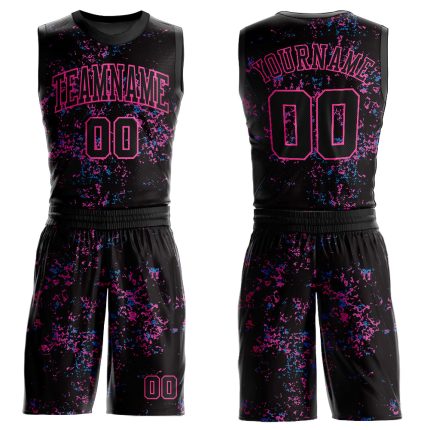 Personalized Black Pink Basketball Jersey - Round Neck Sublimation Suit Personalized Black Pink Round Neck Sublimation Basketball