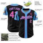 Personalized Black Pink Sky Blue 3 Color Baseball Jersey for Stylish Arm Shapes Personalized Black Pink-Sky Blue 3 Colors