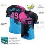 Personalized 3D Abstract Brush Stroke T-Shirt in Black and Pink-Sky Blue Personalized Black Pink-Sky Blue 3D Abstract Brush