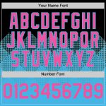 Personalized 3D Gradient Baseball Jersey in Black and Pink-Sky Blue Square Shapes Personalized Black Pink-Sky Blue 3D Gradient