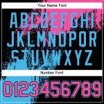 Custom Name and Number Unisex Softball Jersey in Black Pink-Sky Blue 3D Abstract Brush Stroke Pattern Personalized Black
