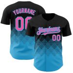 Custom Name Number Personalized Gradient 3D Pattern Black Pink-Sky Blue Authentic Baseball Jersey Team Personalized Black