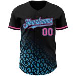 Personalized 3D Leopard Print Baseball Jersey - Black Pink-Sky Blue Custom Name & Number Fashion Team Apparel Personalized