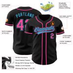 Custom Name and Number Personalized Black Pink-Sky Blue Baseball Jersey - Authentic Team Jersey Personalized Black Pink-Sky