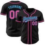Custom Name and Number Personalized Black Pink-Sky Blue Baseball Jersey - Authentic Team Jersey Personalized Black Pink-Sky