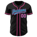 Custom Name and Number Personalized Black Pink-Sky Blue Baseball Jersey - Authentic Team Jersey Personalized Black Pink-Sky